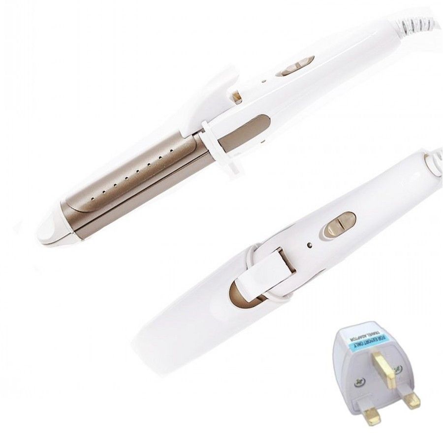 2 In 1 Curling Iron Hair Straightener+Metal Hair Clips+UK Standard Plug