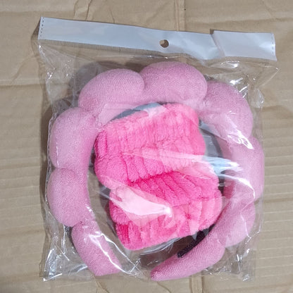 3pc set Spa Headband and Wristbands for Washing Face/makeup Absorbent Sponge and cuff Headband for Women's skin care routine Head band and Wrist bands pack