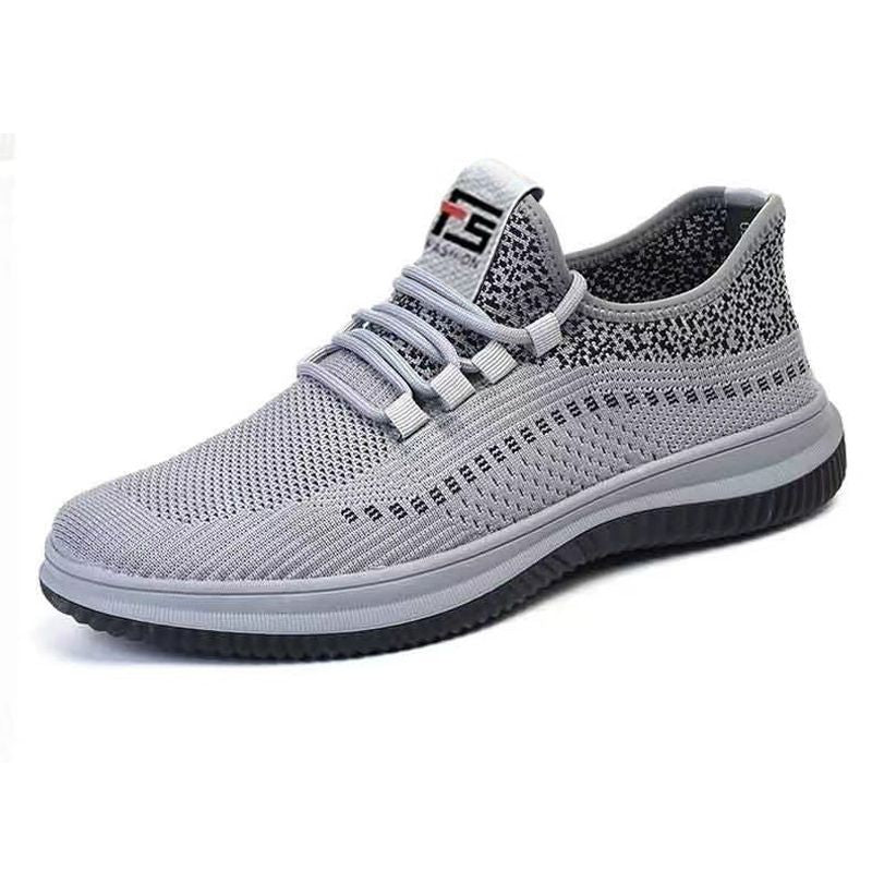 Men's fly weaving shoes Boys sports breathable comfortable sneakers Students casual men's shoes running shoe athletic driving shoes grey