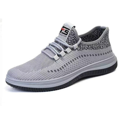 Men's fly weaving shoes Boys sports breathable comfortable sneakers Students casual men's shoes running shoe athletic driving shoes grey
