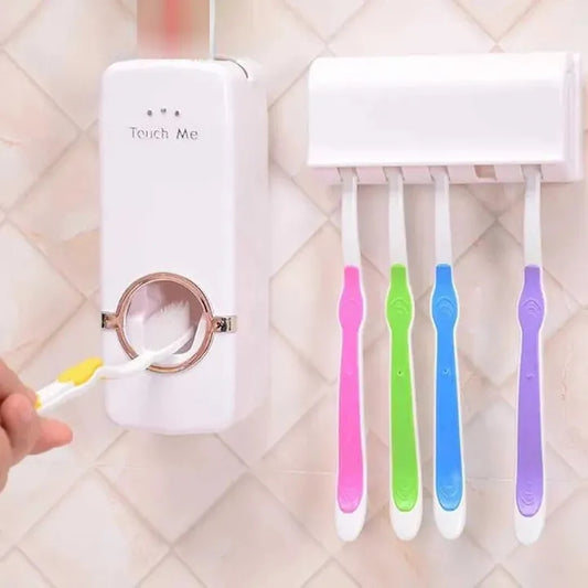 Automatic Toothpaste Dispenser Wall Mount Bathroom Accessories Toothpaste Squeezer Toothbrush Holder Toothpaste Storage