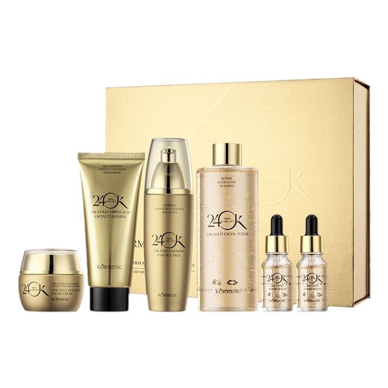 6pcs KORMESIC Elite 24K Gold Luxury Skincare Set: 6-Piece Anti-Aging Regimen with Gold Foil Serum & Cream - Firming, Lifting & Rejuvenating Collection for Tight, Smooth Skin