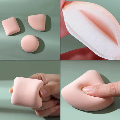 3 Pieces Dry Wet Usable Makeup Cosmetic Puff Sponge Cushion Puff for Foundation Powder Soft and Cute