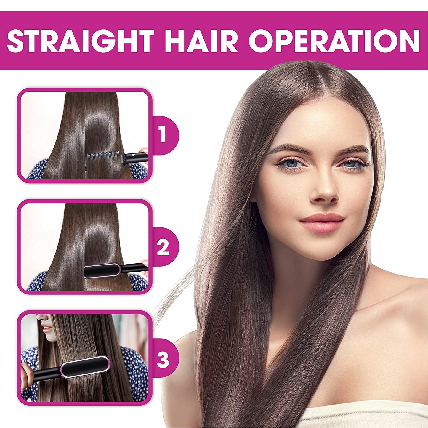 2 In 1 Electric Splint Hair Straightener 2024 Hot Comb Brush Hair Styling Straight Curling Dual-Use Bangs Curling Rod