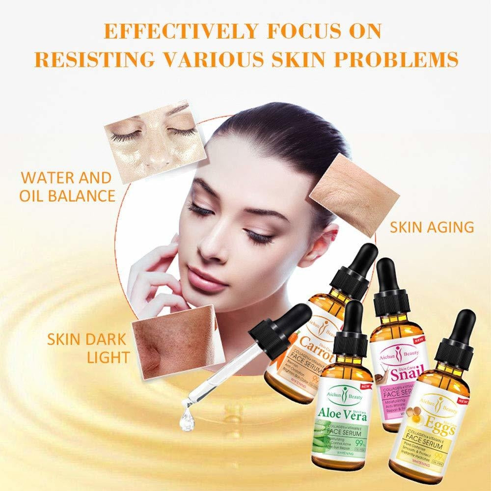 Aichun Beauty Snail 99% Vitamin E + Collagen Face Serum - Anti Wrinkle, Whitening, Moisturizing, Repair, Firming Skin Care