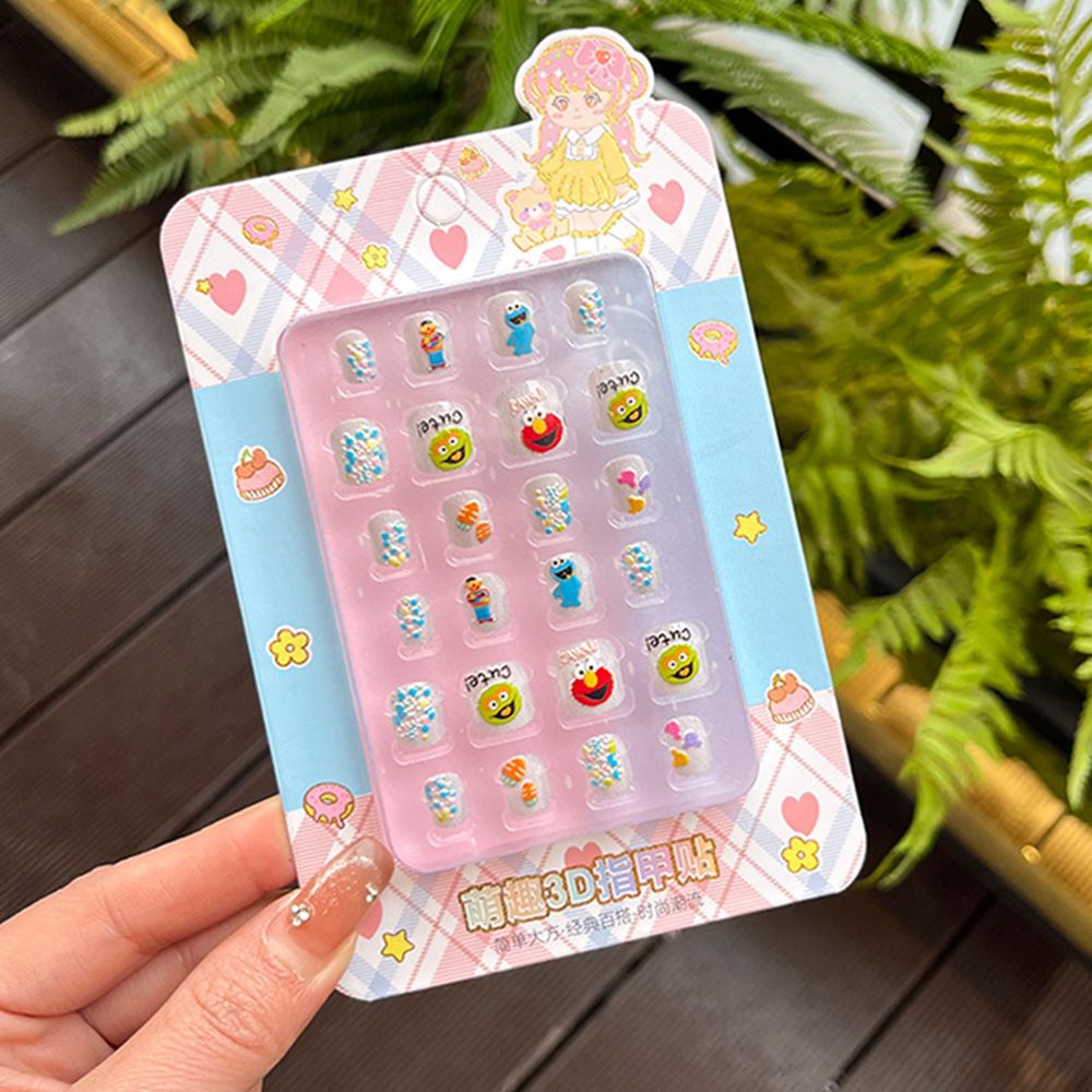 New 3D Stereoscopic Nail Stickers for Children, Cute Finger Stickers for Kindergarten Girls, Eco friendly Jelly Glue Nail Stickers
