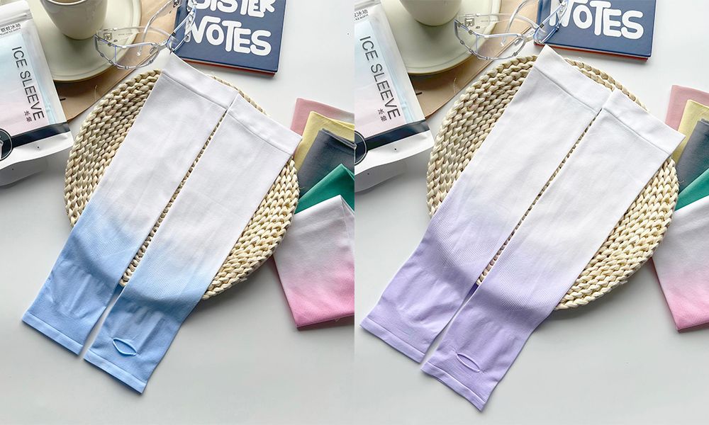 2 pairs Gradient Ice sleeves for summer sun protection, ice silk for UV protection, men's and women's fashion, outdoor driving and cycling sports Two pairs in one combination