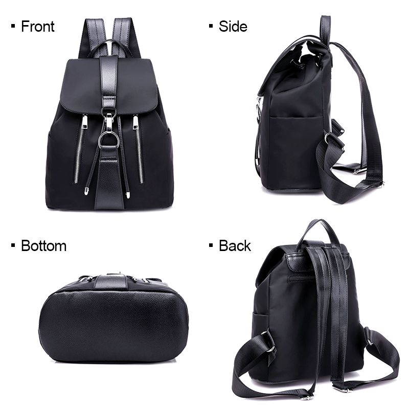 New Arrival Ladies Backpack Bags Women Black Rucksack Black Bag School Bag - Black