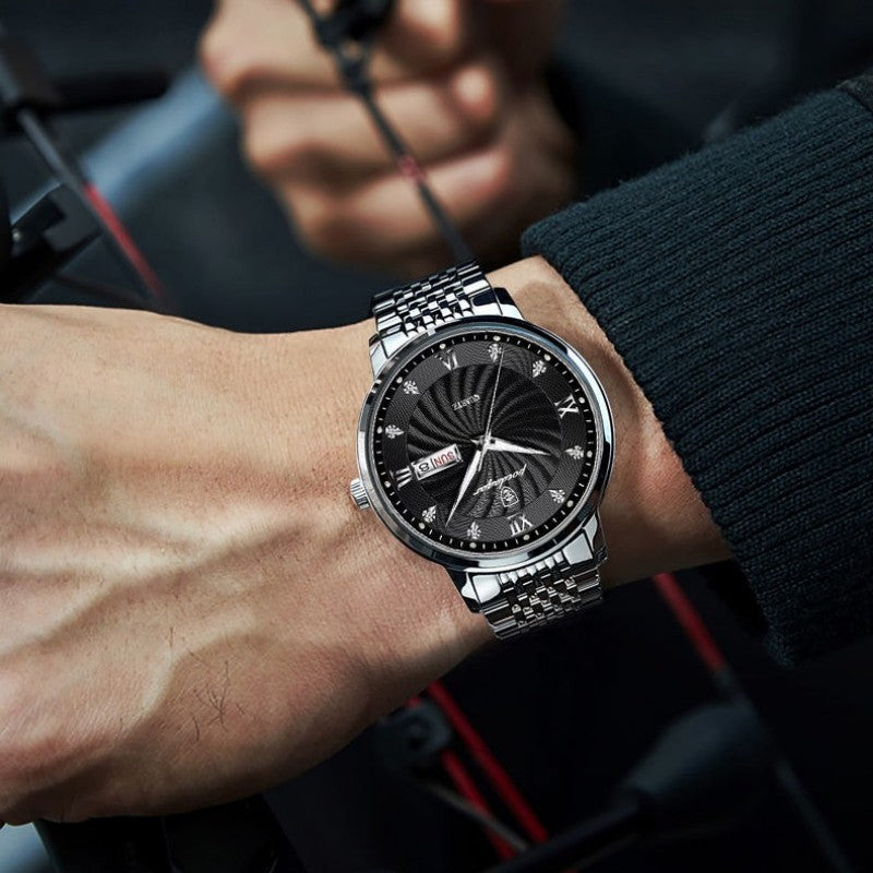 POEDAGAR Men Watches Top Brand Business Men's Wrist Watch Luxury Fashion Steel Band Dual Calendar Watche Waterproof Luminous Quartz Male Watchs