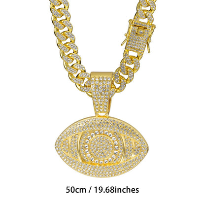 Fashion pendant necklace iced out hip hop chain pendant man women eye pendant with cuban chain necklace