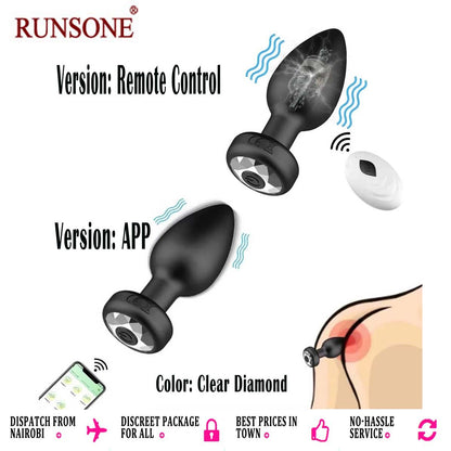 Smart Anal Plug APP Vibrator Wireless Remote Control Butt Plug Vibrating Male Prostate Massage Waterproof Rechargeable Silicone Adult Sex Toy for Men Women Couples