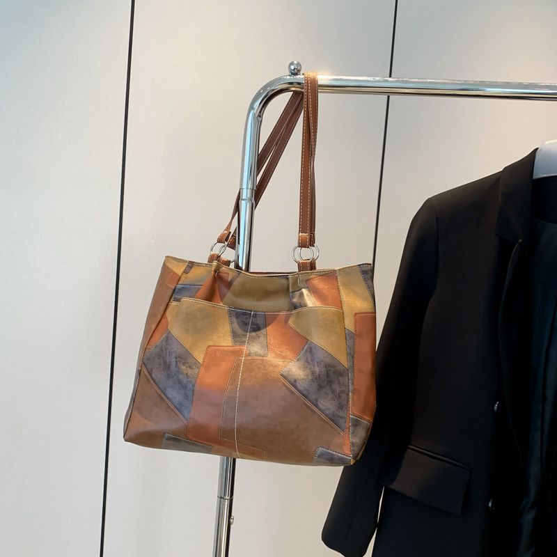 New Arrivals PU splicing Women's Bags Tote Bags handbags Trendy Shoulder Bag