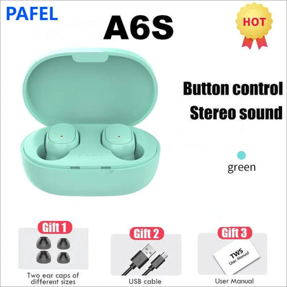 PAFEL A6S earphone TWS Wireless Bluetooth earpods Suitable for Mobile Phones Sports Music Portable Mini Wireless Headset In-Ear Noise Canceling Wireless Earbuds