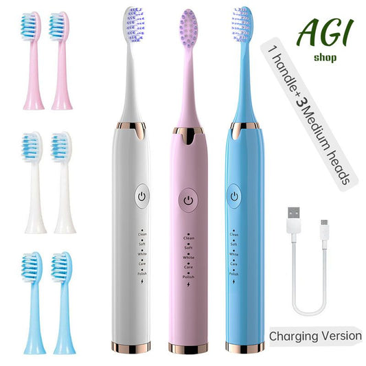 Oral Cleaning Powered Toothbrushes, Super Sonic Electric Toothbrushes With 3 Brush Heads Smart Timer Whitening IPX7 Smart Wireless Rechargeable Automatic Ultrasonic Electric Toothbrush Health care