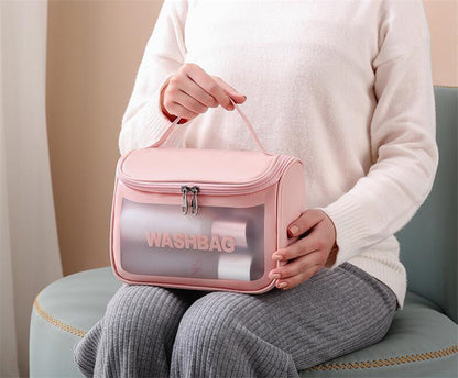 New arrival 1p PU Woman Toiletry Bag Transparent Waterproof Makeup Storage Box Large Capacity Cosmetic Bag Portable Travel Wash Storage Bag