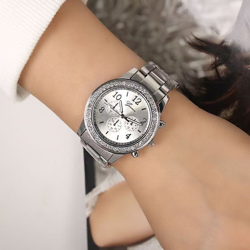 5pcs/set Women's Casual Quartz Watch Jewelry Women's Diamond Watch Ring Necklace Earrings Bracelet Set Wristwatch Female Casual Ladies Quartz Watches