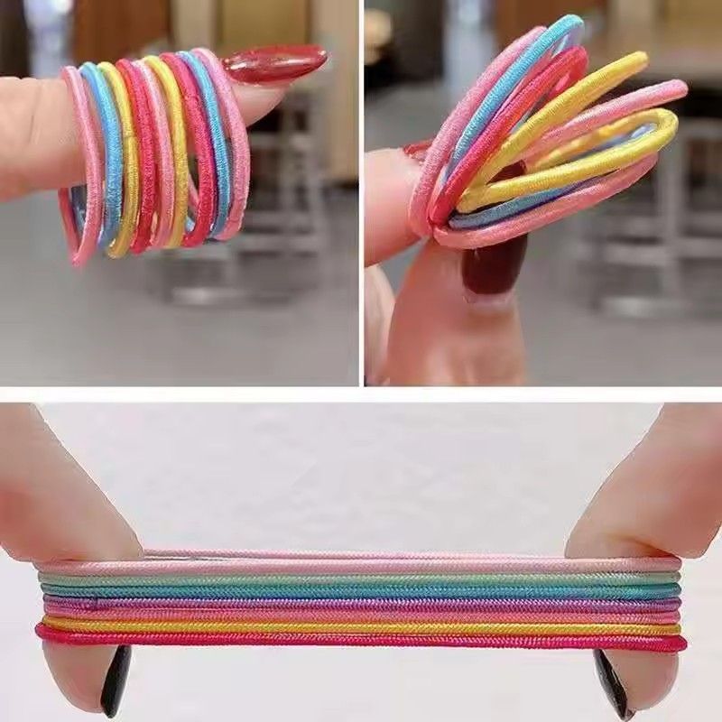 200/300pcs Cute Hair Ties For Kids & Girls - Colorful Elastic Polyester Hair Bands Ponytail Holder Children Rubber Band Hair Accessories