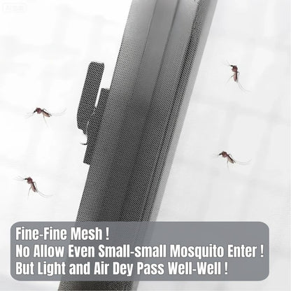 Stick-and-Go Mosquito Net Easy-Stick Window Mosquito Net DIY Insect Window Screen Magic Self-Adhesive Easy Install No Drill Wall Keep Insects Tear Resistant Reusable Adjustable Mesh Fly Screen 1.5m*2m