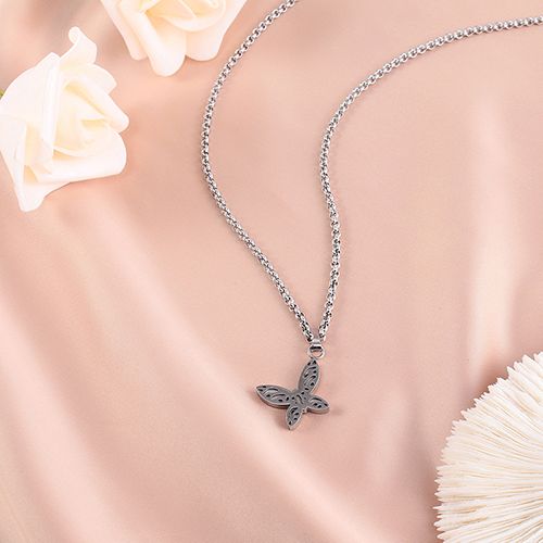 2 pcs/sets new stainless steel O-line chain butterfly love mood couple necklace men's and women's necklace jewelry wholesale new to Christmas Black Friday anniversary gift