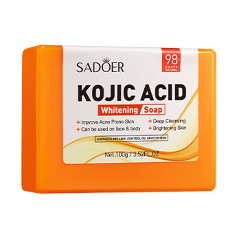 3 PIECES Sadoer Kojic Soap, Kojic Acid Whitening Soap, Deep Cleansing, Skin Brightening Like Vitamin C, Improve Acne Prone Skin, For Face and Body Skin Care