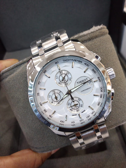 Kalbor Couple Watches Set – Matching His & Hers Round Quartz Wristwatches with Stainless Steel Bands, Splash-Resistant 30 m, Elegant Gift Pack, Classic Black & White Dial Combo