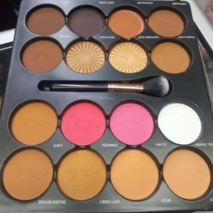 16 Color Micolor Blusher Highlighter Concealer Powder Palette Face Makeup