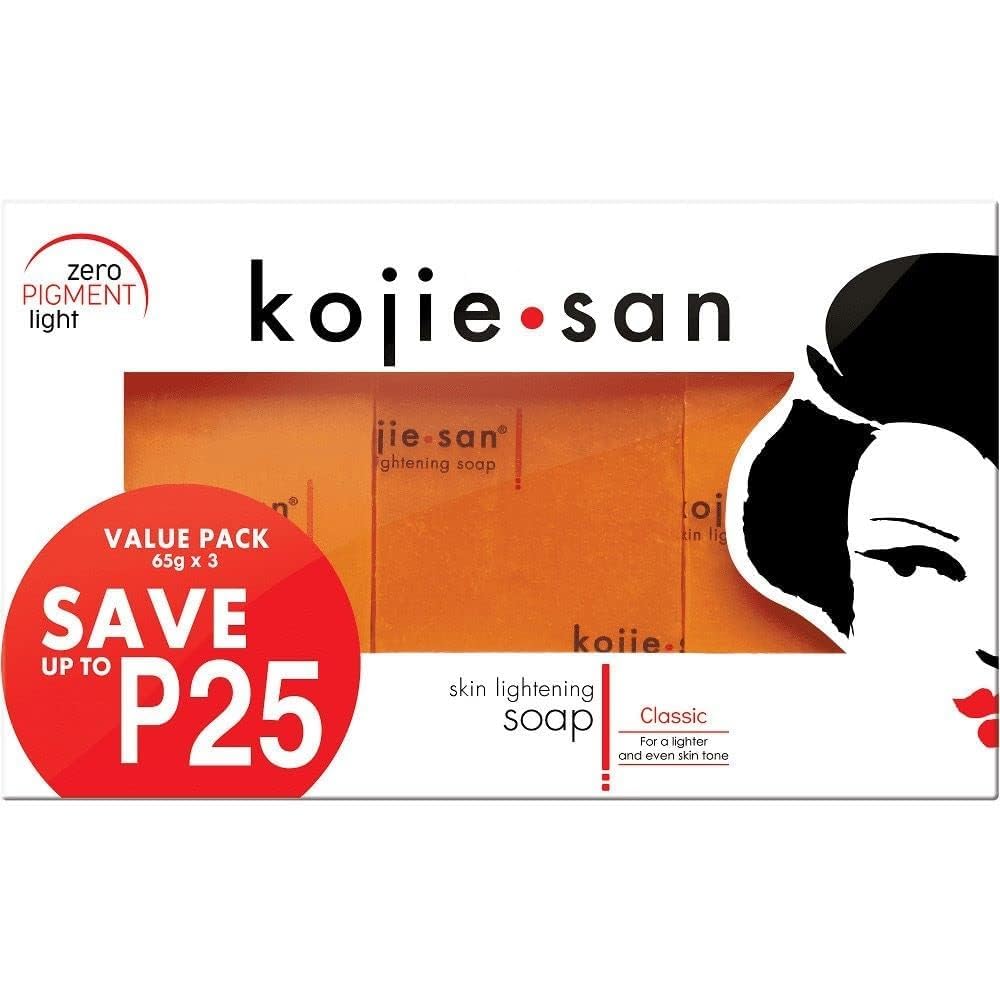 3 Packs Kojie San Original Kojic Acid Skin brightening & Lightening Soap for Men and Women orange flavour (65g Bars- Pack of 3) Philippines Imported Dermatologically Tested Paraben Free