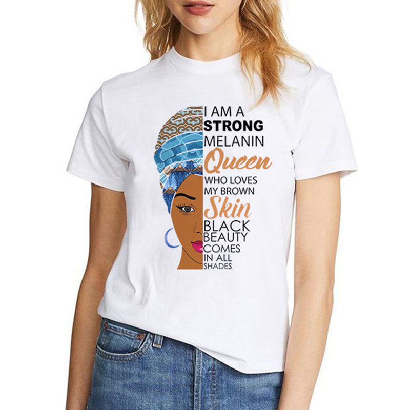 Tshirts Women T-shirts 2 in 1 tshirts Women Clothes Shirts 2 PCS/Sets Women Tops Lady Wear shirts Africa Queen On Sale New Arrival