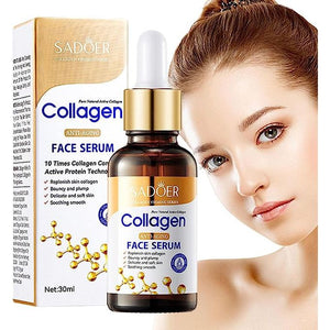 SADOER Collagen Face Serum For Skin Tightening Like Vitamin C, Helps Lift, Plump & Firm Sagging Skin Serums For Skin Care Anti Wrinkle Boost, Fragrance Free Pure Natural Active Collagen Face Serum