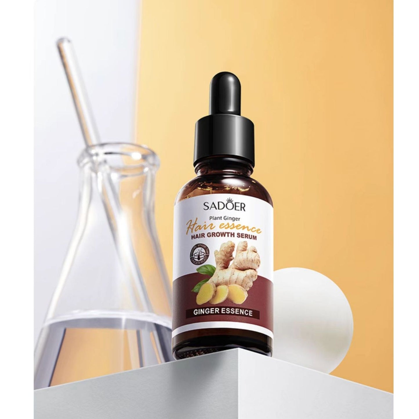 Sadoer Ginger Hair Growth oil Serum Ginger Essence Hair Care Serum Hair Growth Based Product, Effective in Hair Growth,Moisturizing Softening Forked Hair, with Scalp care