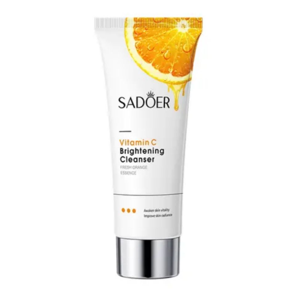 Sadoer Vitamin C Foaming Cleanser, Face Brightening Face Cleanser is Effective in Removing Make Up Residues, Deep Cleaning, Moisturizing, Skin Brightening and Fades Dark Spots
