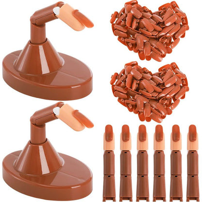 Acrylic Flexible Moveable Nail Practice Finger Adjustable Fake Fingers Detachable Beginners Practice Moving Finger Strap Base Hand Nail Art Training Nails Art DIY Tool