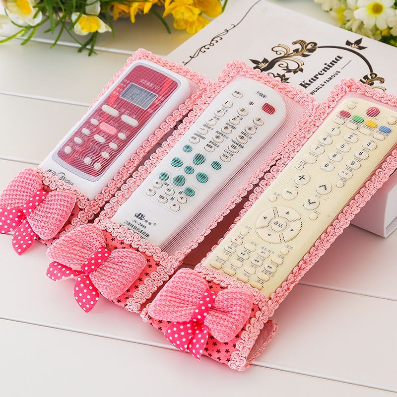 3Pcs Remote control kit,cloth set TV Remote Control Case Cover Textile Protective Bag , Tv Remote Control Protective Sleeve Dust Cover Tv Remote Control Cover With Bowknot Fabric