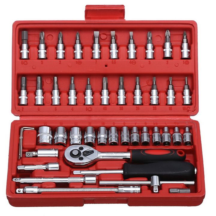Tool 46 piece Set Wrench Batch Head Ratchet Pawl Socket Spanner Screwdriver