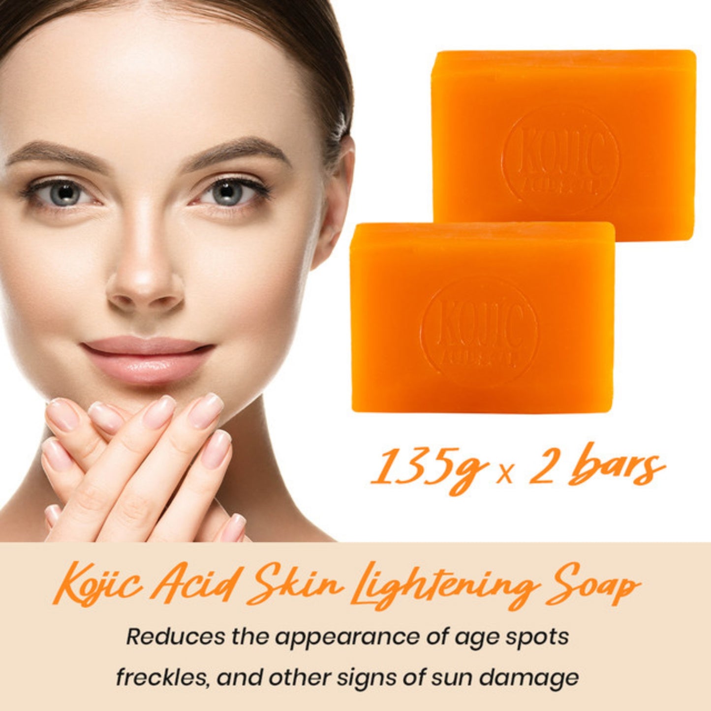 2 PIECES Kojie San Skin Lightening Soap - Original Classic Kojic Acid Soap for Dark Spots, Hyperpigmentation, Whitening & Scars - Beauty Bar with Coconut & Tea Tree Oil for Fair skin