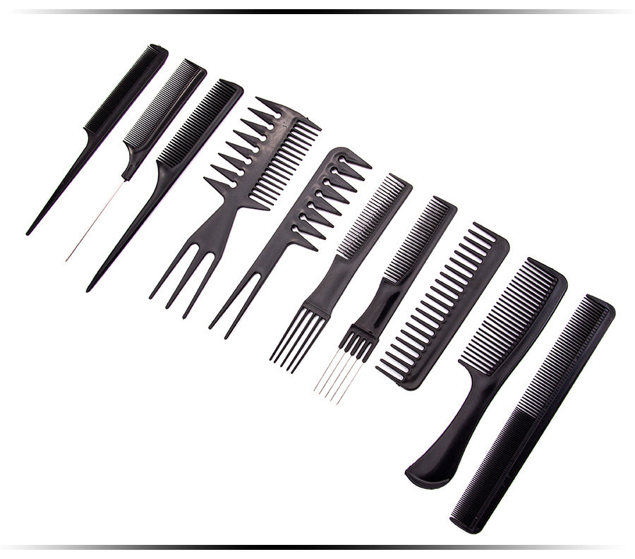 New 10Pcs Black Professional Combs Hairdressing New Tail Comb Carbon Anti Static Comb Hair Cutting Comb Free Storage Bag