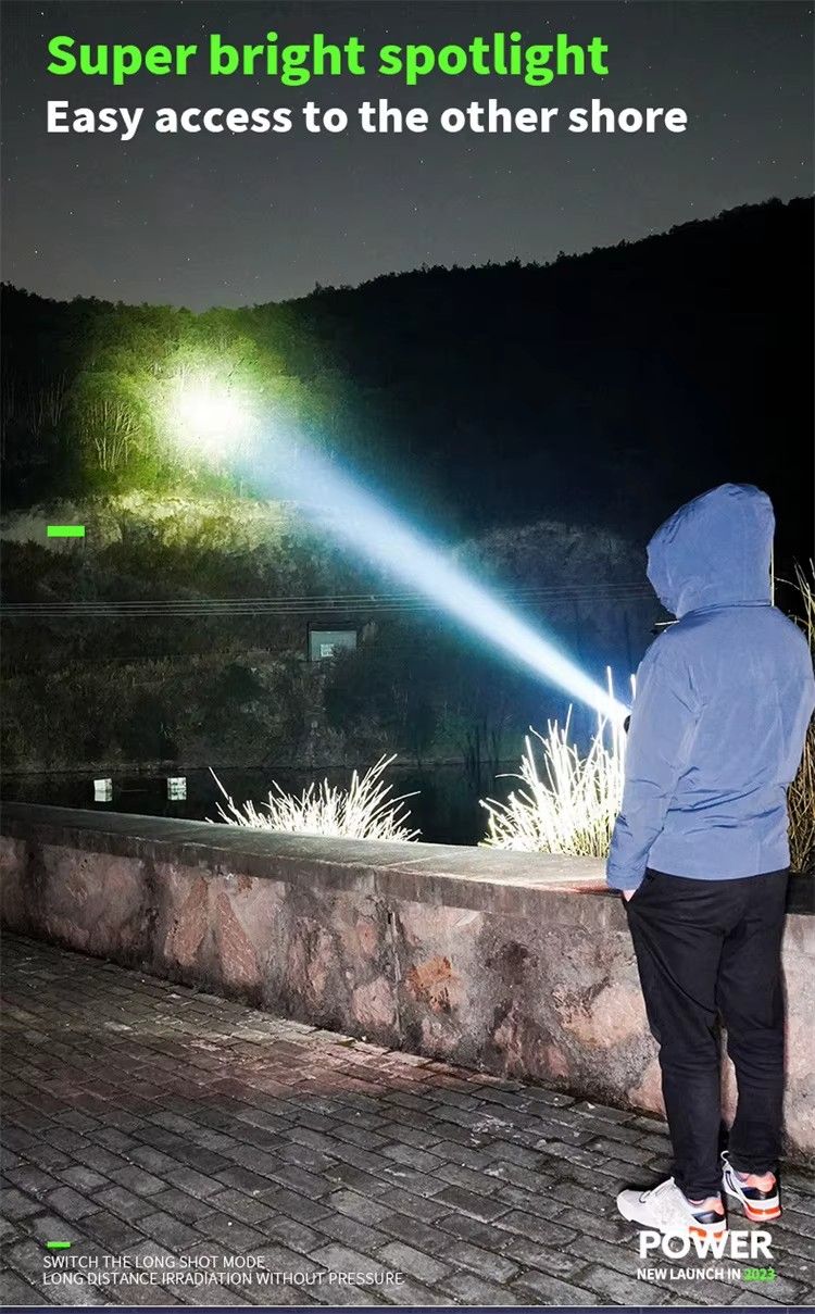Strong Light Three-eye Rechargeable Flashlights Portable Long-lasting LED Light Multi-speed Adjustment Strong Light Long Shot Outdoor Lighting Torches Camping Light Emergency Work Light