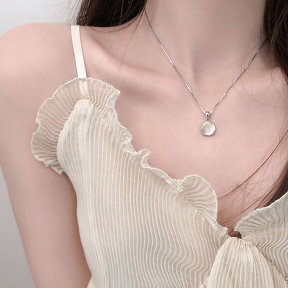 New Fashion Female Small Pendant Double-sided Round Jade Pendant Necklace Hot Selling Personality Temperament Jewellery Beautiful Simple Collarbone Chain