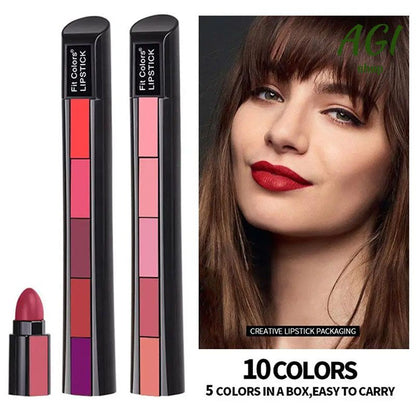 Matte 5-color Lipstick Set Velvet Lip Stick Non-stick Lip Gloss Moisturize Long Lasting Waterproof Red Lipstick Lip Makeup Cosmetics Kit
