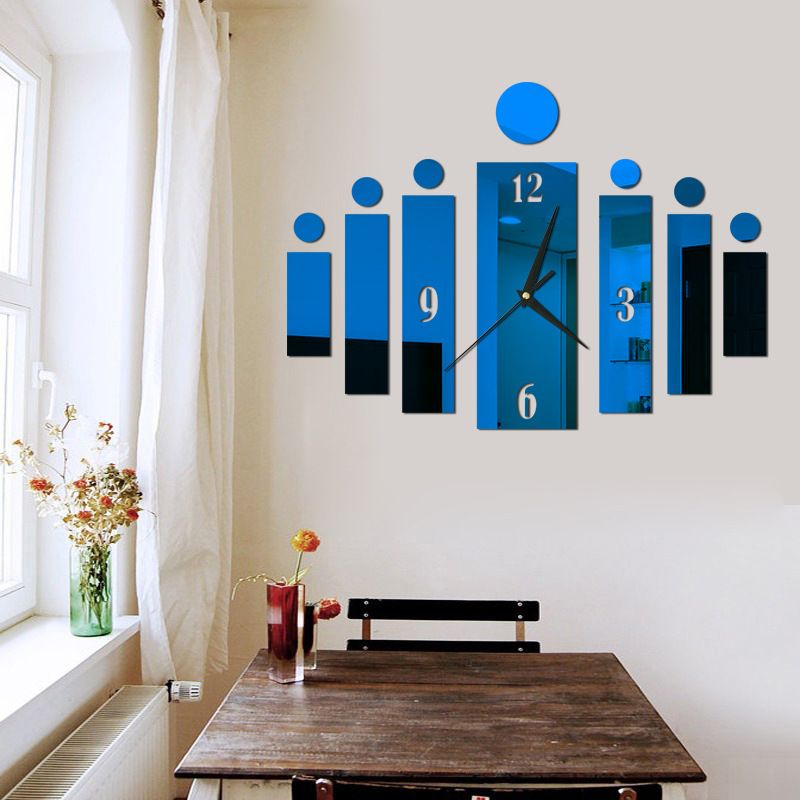 DIY 3D Wall Clock Decor Living Room Hanging Mute Digital Mirror Home Office Fashion Sticker Clocks