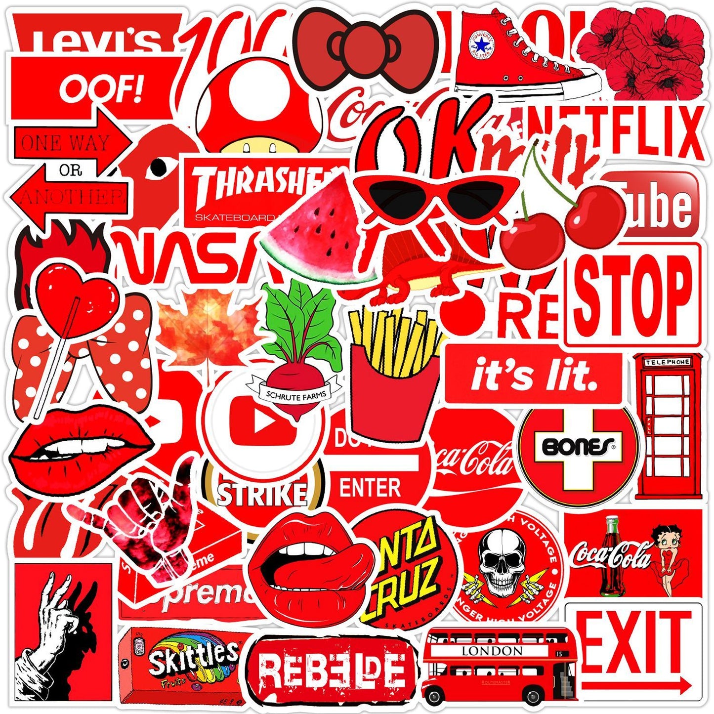 ZHJH Stickers in multiple styles trendy styles selected by fans student stickers luggage notebook tea cup cat big red bright and bright styles