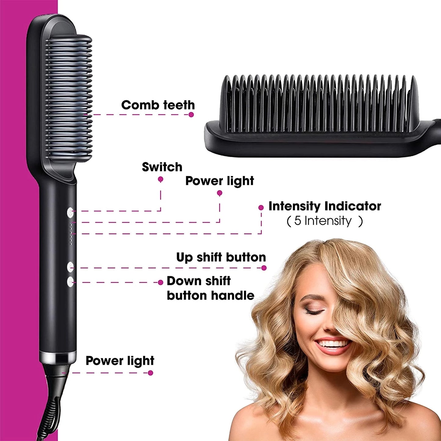 2 In 1 Electric Splint Hair Straightener 2024 Hot Comb Brush Hair Styling Straight Curling Dual-Use Bangs Curling Rod