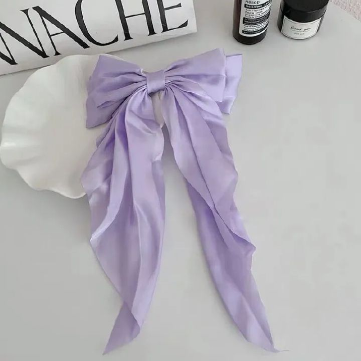 Hair Bows For Women Large Bow Hair Clip Soft Long Tails Metal Clips Bow Tie Hair Clip For Women Girls Accessories