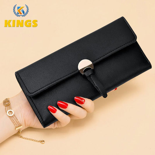 Women Long Wallet Ladies Coin Purse Tri-fold Wallet Card Case Black Wallet