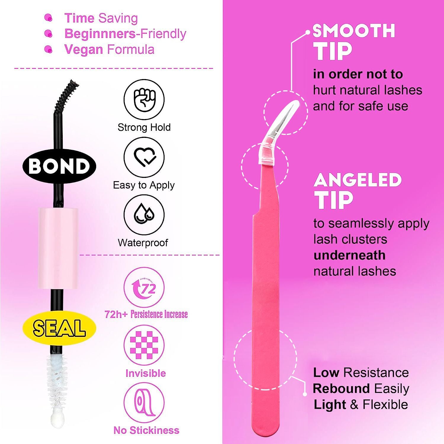 Lash Extension Kit DIY 280pcs Lash Clusters Eyelash Extension Kit, 9-16mm 30D 40D Individual Lashes Kit with Lash Bond and Seal, Lash Tweezers for Self Use (30D&40D, 0.07D, 9-16mm, Kit)