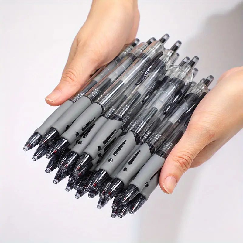 12Pcs/Box Retractable Gel Ink Roller Ball Pens, Bold Point Black Exam Specific For School, Office And Home Use，0.5mm Black Neutral Gel Pens,