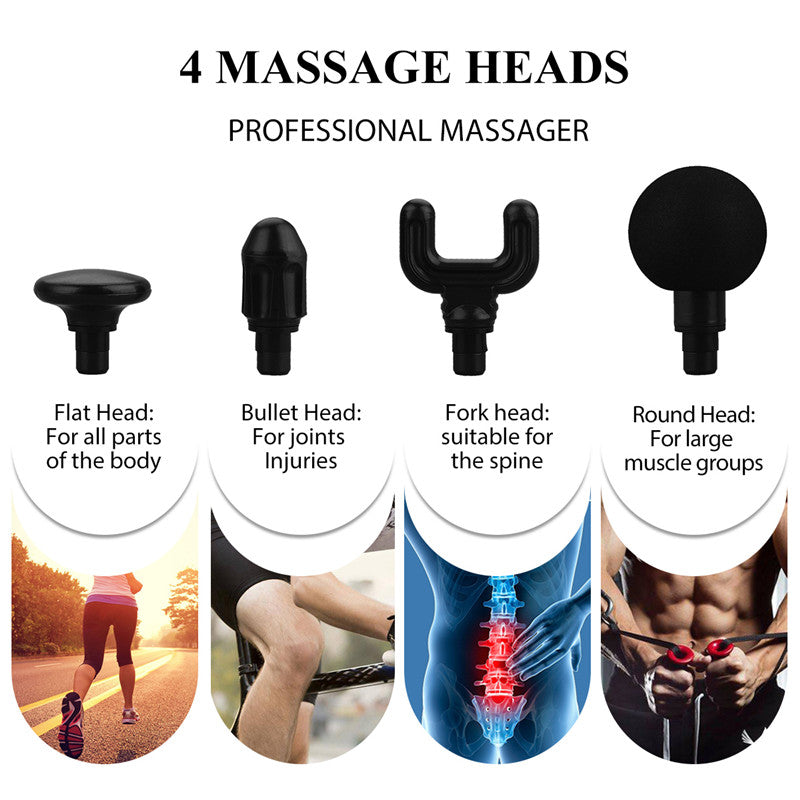 Fascia Gun Electric Massager Gun 8-speed Adjustment 4 Replacement Head Portable Whole Body Relaxation Muscle Massage Gun Mini Portable Electric Deep Tissue Percussion Massager for Pain Relief