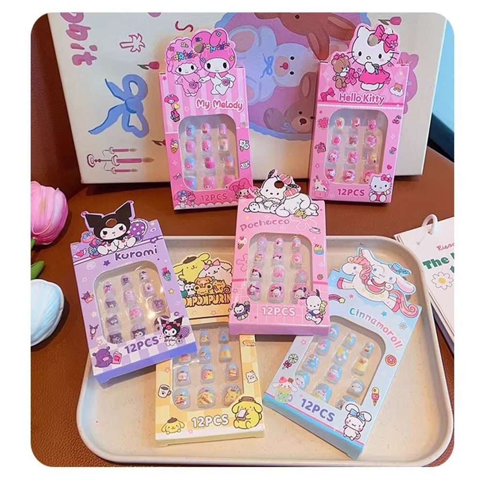 Hot selling children's nail art, bright pink, gradient color, European nail art, fake nail wearing nail art