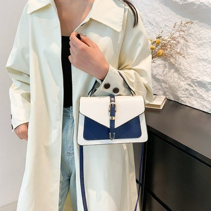 Mateamoda Elegant Two-Tone Structured Handbag with Buckle Detail Crossbody Bag
