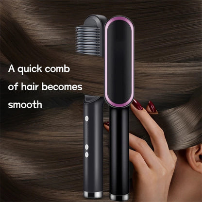 2 In 1 Electric Splint Hair Straightener 2024 Hot Comb Brush Hair Styling Straight Curling Dual-Use Bangs Curling Rod